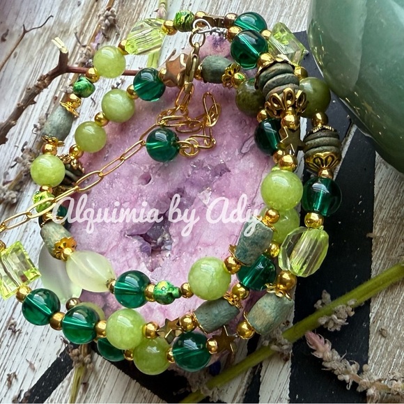 Alquimia Green and Gold Multi-Strand Bracelet peridot wrap around - Picture 1 of 2
